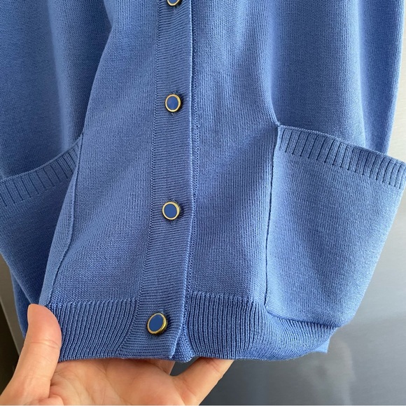 COUNTRY COLLECTION Size M Granny Style Blue Sleeveless Jumper Tank Top - Picture 3 of 4